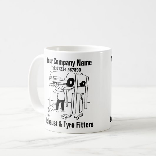 ガレージエキゾースト&タイヤフィッター コーヒーマグカップ (正面左)