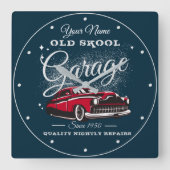 『ガレージオールドスクールアニーネームローライダーメルクカーブルー』 スクエア壁時計 (正面)