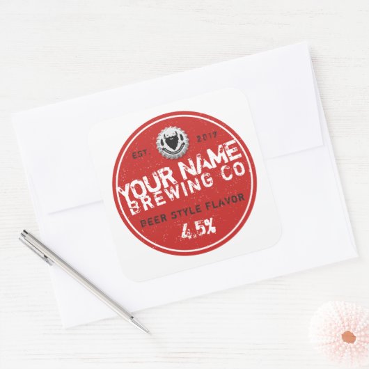 ガレージカスタムモンクからのビールラベルシール スクエアシール (封筒)