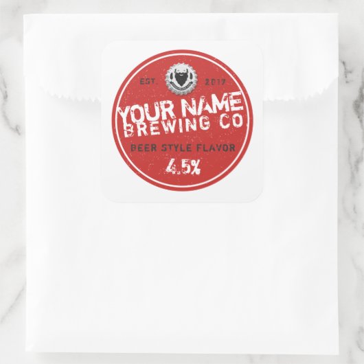 ガレージカスタムモンクからのビールラベルシール スクエアシール (バッグ)
