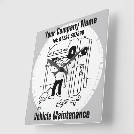 ガレージカー修理車両整備室 スクエア壁時計 (傾斜)