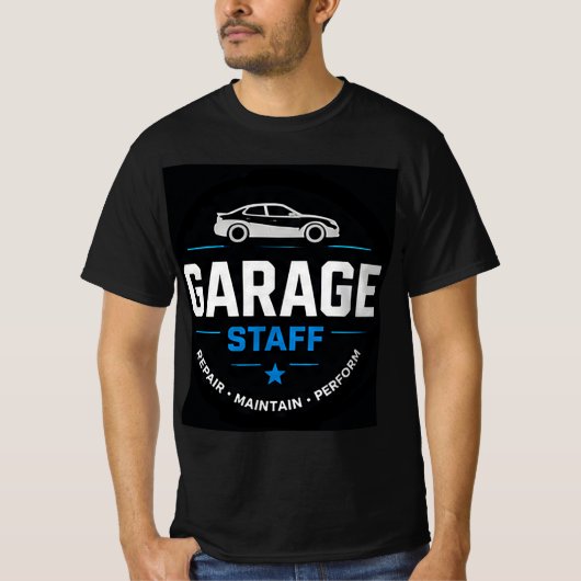 🚗 ガレージスタッフ モダンオートショップ 🚗 Tシャツ (正面)