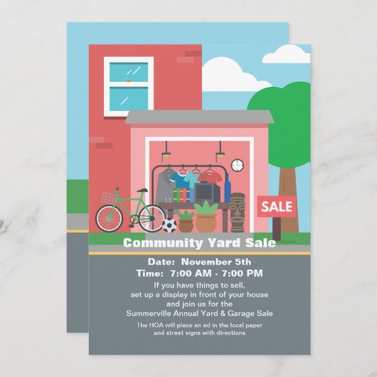 ガレージセールの発表 招待状 (正面/裏面)