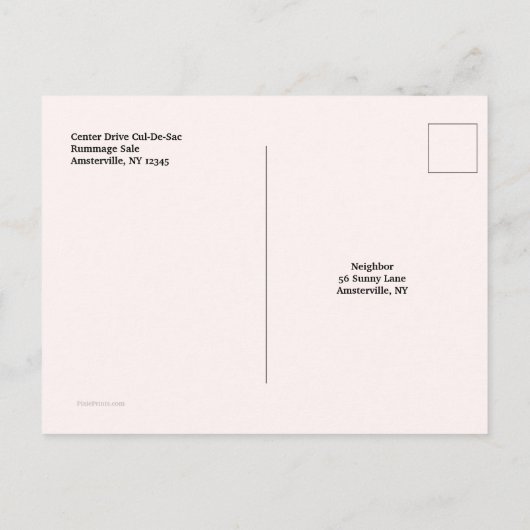 ガレージセールはがき 案内ポストカード (裏面)