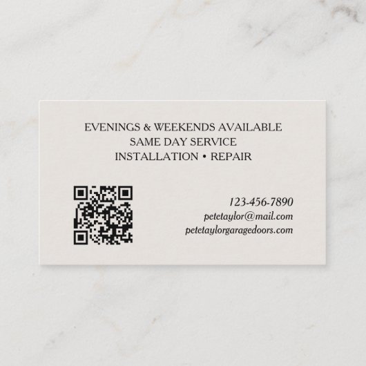 ガレージドアの修復 名刺 (裏面)