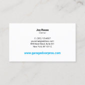 ガレージドアの取り付けと修理 名刺 (裏面)