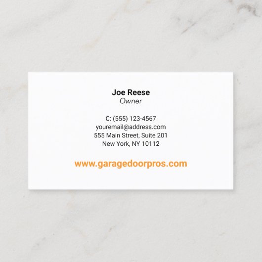 ガレージドアインストーラと修理 名刺 (裏面)