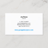 ガレージドアインストーラと修理 名刺 (裏面)