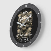 ガレージパパまたは任意の名前スカルブラックグレー ラージ壁時計 (傾斜)