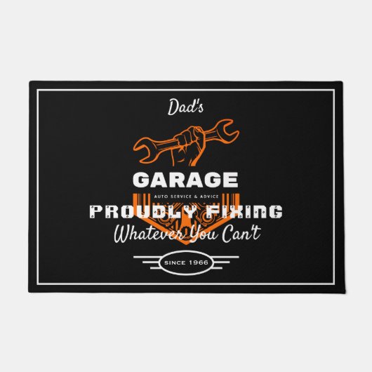 ガレージパパ又は名称誇り高い固定おもしろい具 ドアマット (正面)