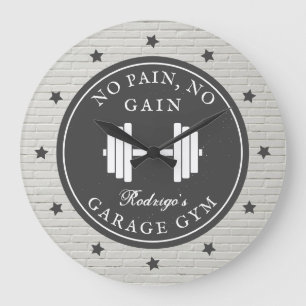 ガレージホームジムトレーニングフィットネスバーベルスポーツ名 ラージ壁時計