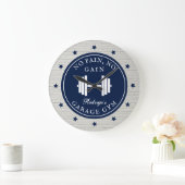 ガレージホームジムトレーニングフィットネスバーベルスポーツ名 ラージ壁時計 (ホーム)