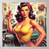 ガレージ整備士のピンアップ ポスター (正面)