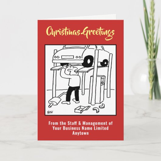 ガレージ整備士車修理クリスマスカード シーズンカード (正面)