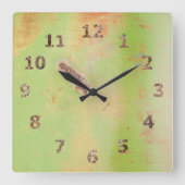 ガレージ素朴ワークショップグリーンメタルパティナ溶接 スクエア壁時計 (正面)