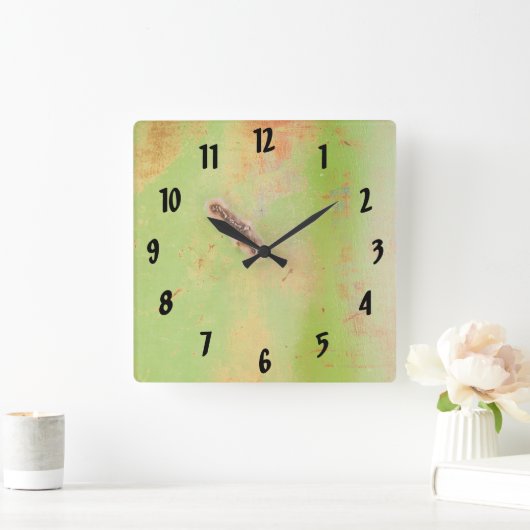 ガレージ素朴ワークショップグリーンメタルパティナ溶接 スクエア壁時計 (ホーム)