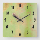 ガレージ素朴ワークショップグリーンメタルパティナ溶接 スクエア壁時計 (正面)