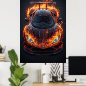 ガレージ装飾用の炎のスーパーカーレースポスター 🔥 ポスター (ホームオフィス)