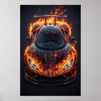 ガレージ装飾用の炎のスーパーカーレースポスター 🔥 ポスター