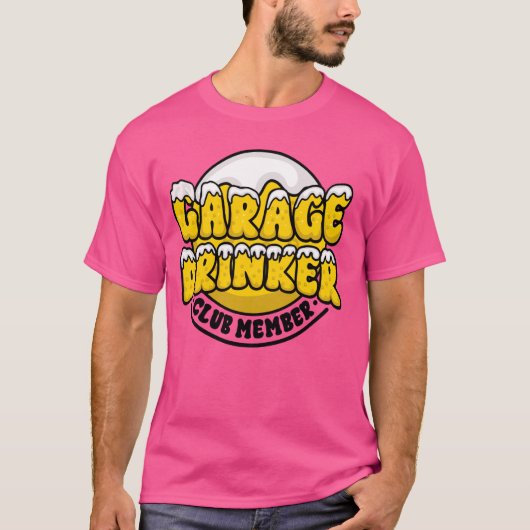 ガレージ飲兵衛クラブメンバー ビール 面白い 日 飲酒 Tシャツ (正面)