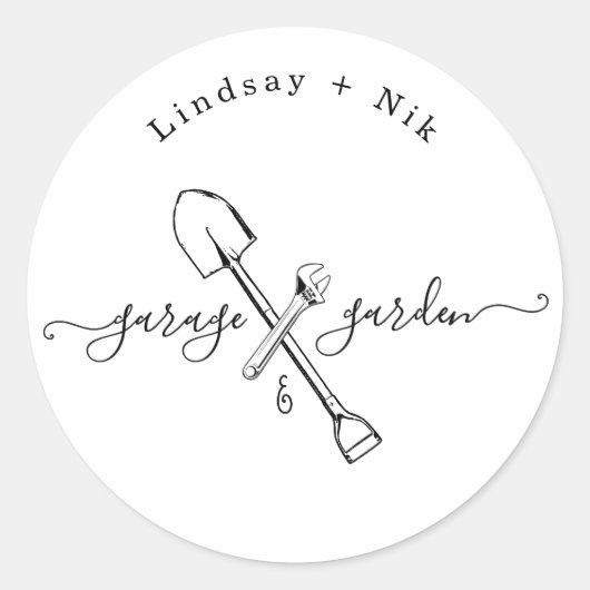 ガレージ＆ガーデン ブライダル/カップルシャワー ラウンドシール (正面)
