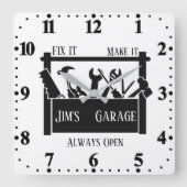 ガレージ スクエア壁時計 (正面)