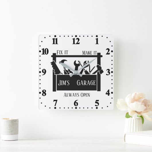 ガレージ スクエア壁時計 (ホーム)