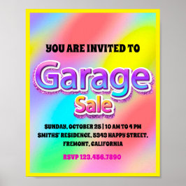 ガレージ ヤード セール ピンク グリッター ホログラフィック ピンク ポスター