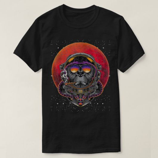 ガレープラネット天文学宇宙カッコいいアニマルモンキー Tシャツ (デザイン正面)