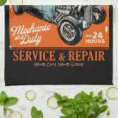 ガレ改造ージ名パーソナライズされた整備士ショップ キッチンタオル (折り畳み)