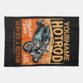 ガレ改造ージ名パーソナライズされた整備士ショップ キッチンタオル (横)