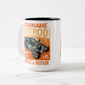 ガレ改造ージ名パーソナライズされた整備士ショップ ツートーンマグカップ (正面左)