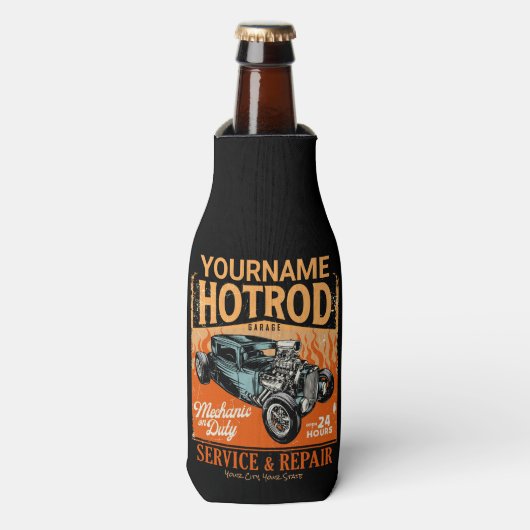 ガレ改造ージ名パーソナライズされた整備士ショップ ボトルクーラー (ボトル正面)