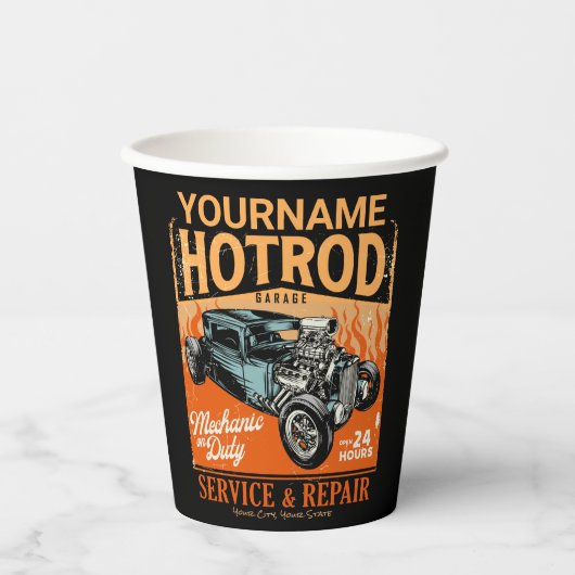 ガレ改造ージ名パーソナライズされた整備士ショップ 紙コップ (正面)