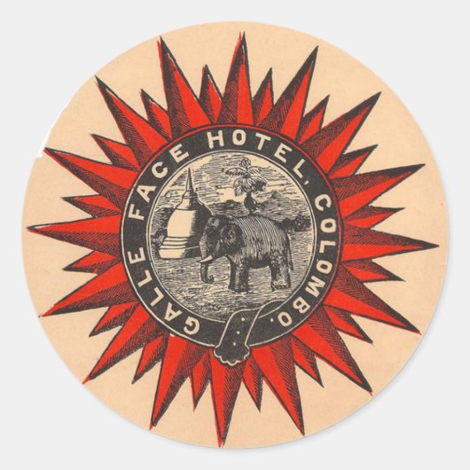 ガレ顔ホテルレトロラゲージステッカー ラウンドシール (正面)