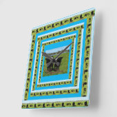 ガロウェイ牛のフレームにガロウェイ牛がいる スクエア壁時計 (傾斜)