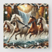 ガロピンホース滝 スクエア壁時計 (正面)