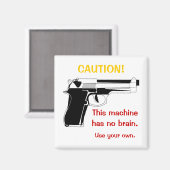 ガンおもしろいー注意磁石 マグネット (正面/裏面)