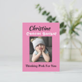 ガンって最悪！ ピンクで考える乳がんの健康 ポストカード (スタンド正面)