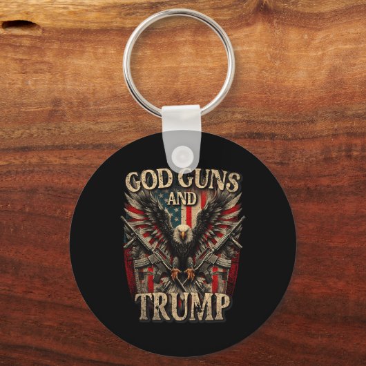 ガンとトランプ第2修正国旗イーグルAmerican F キーホルダー (正面)
