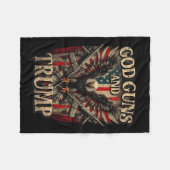 ガンとトランプ第2修正国旗イーグルAmerican F フリースブランケット (正面(横))