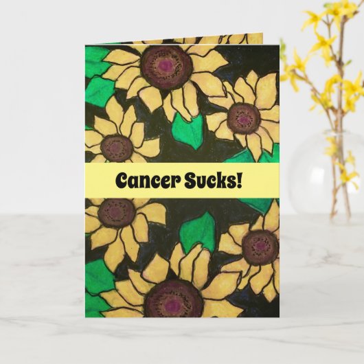 ガンなんか嫌い！元気出して！太陽のひまわり カード (黄色い花)