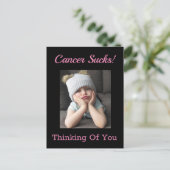 ガンなんて嫌！応援してるよ 面白いグリンピー ポストカード (スタンド正面)