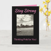 ガンに打ち勝て ピンクで考える グリーティングカード (黄色い花)