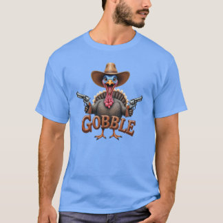ガンを構えたターキー・ウォブル・サンクスギビング Tシャツ