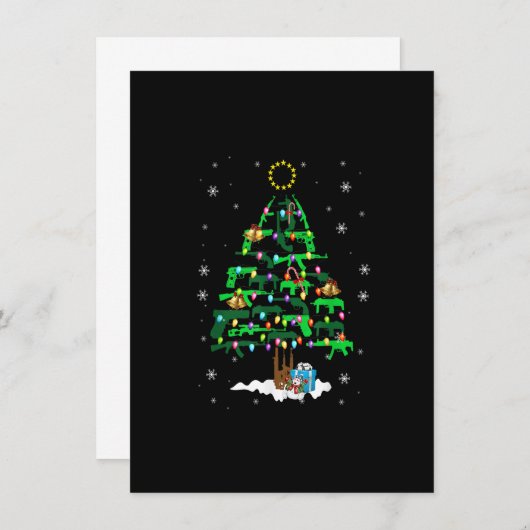 ガンクリスマスツリーオーナメントクリスマスライトギフトガン 招待状 (正面/裏面)