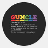 ガンクル定誇りを持った義ゲイおじさんLgbtqプライド雨 ラウンドシール (正面)