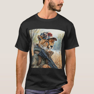 ガンクールとカモフラージュのチーターつきMAGA CAT Tシャツ