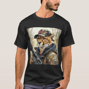 ガンクールとカモフラージュのチーターつきMAGA CAT Tシャツ