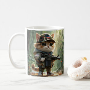 ガンクールとカモフラージュの可愛いアメリカのMAGA猫 コーヒーマグカップ